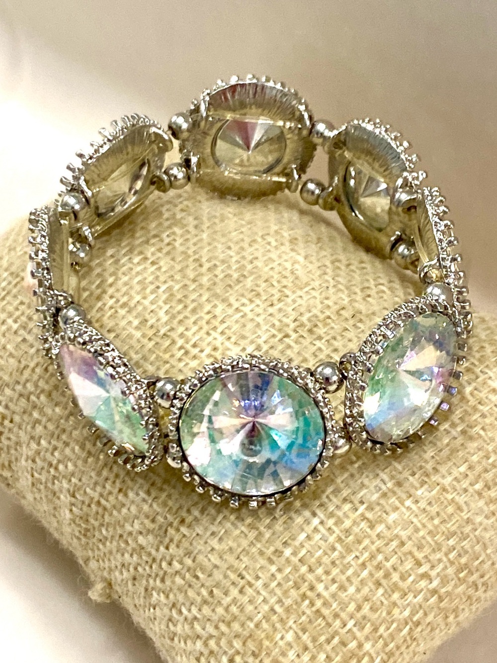 Glamorous Aurora Crystal Stretch Bracelet - Silver-Tone